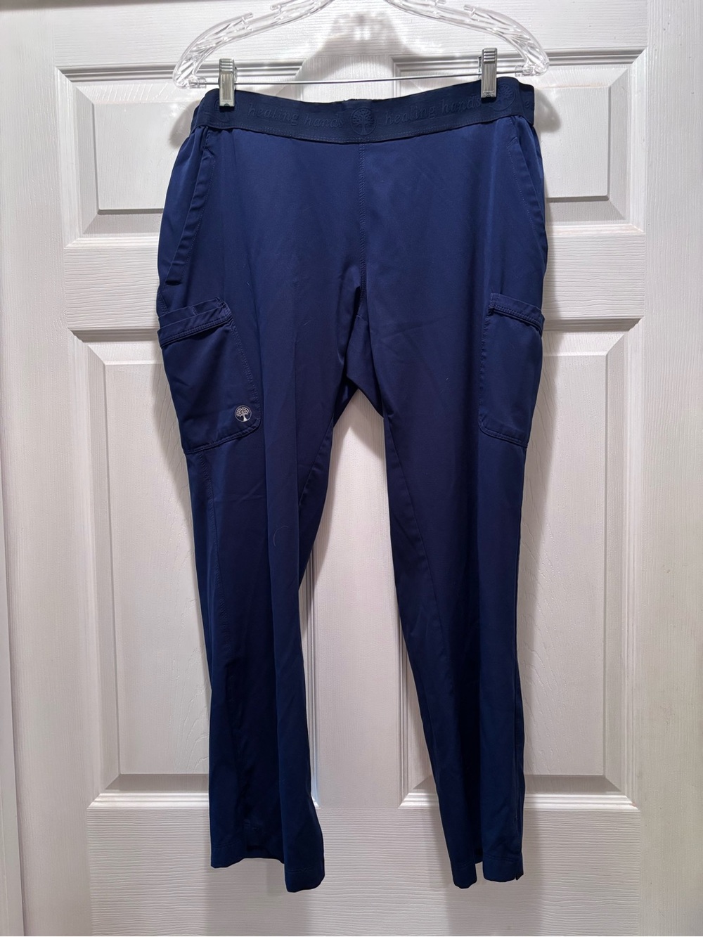 healing hands Navy Blue Women's Cargo Scrub Pants with Side Pockets